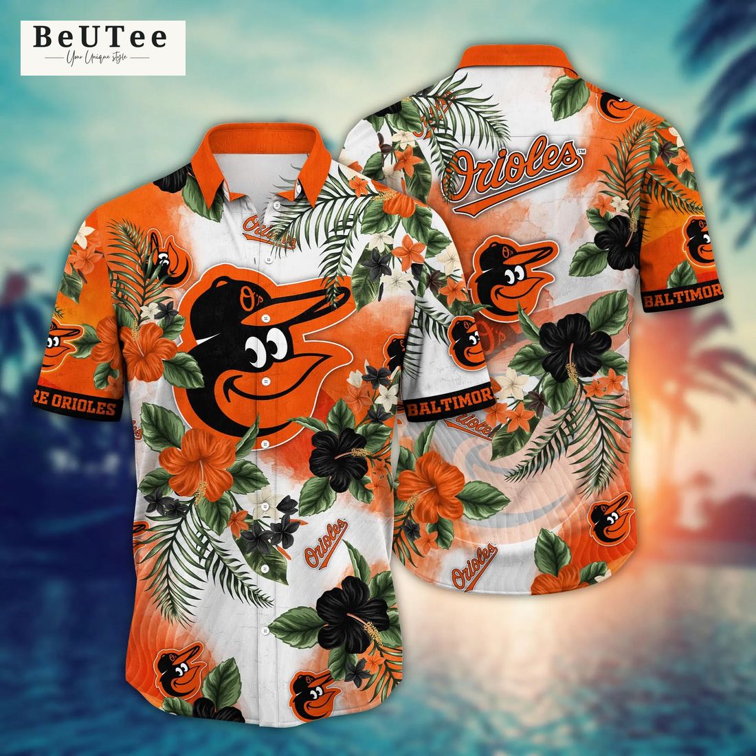 Baltimore Orioles Orange Hawaiian Shirt