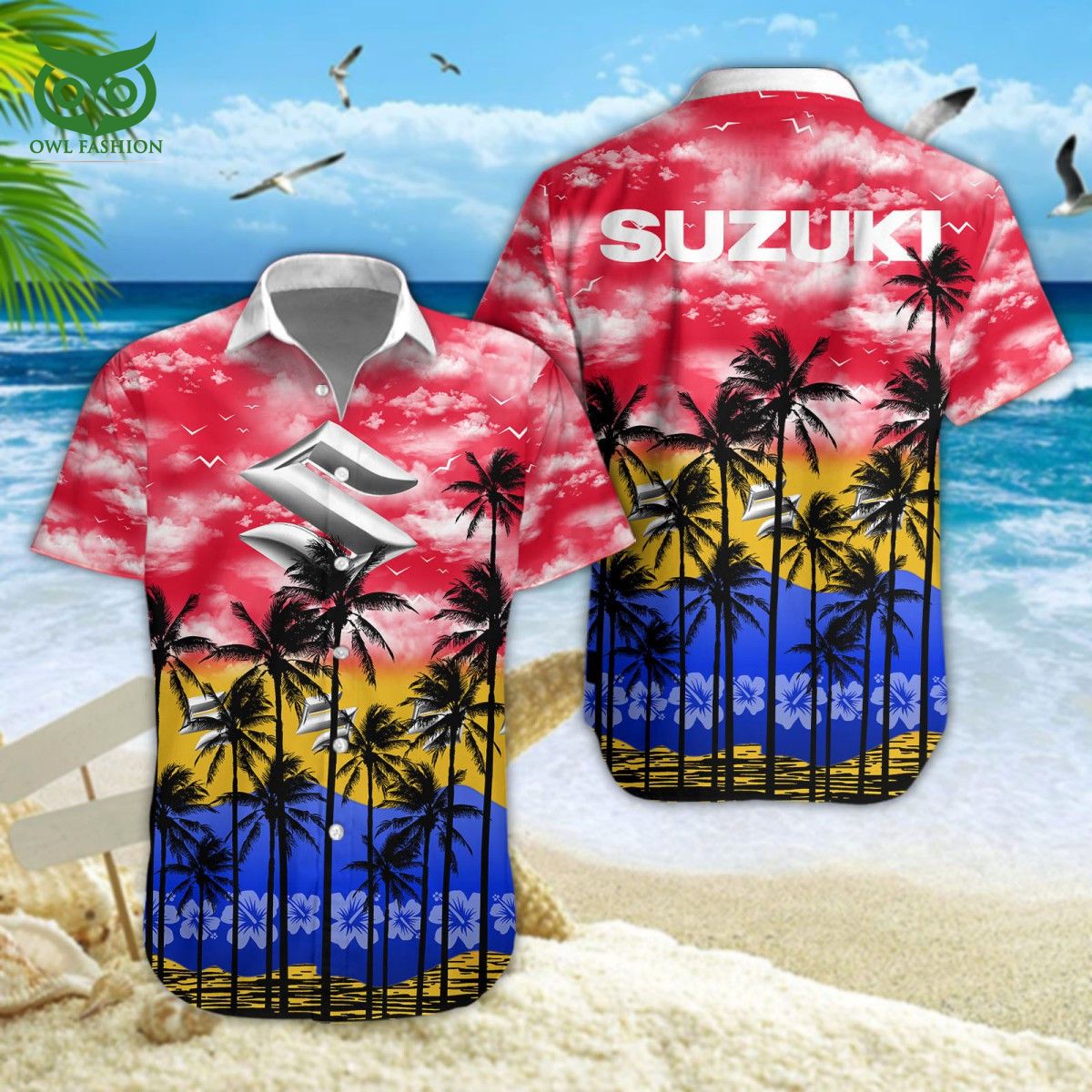 Trending Suzuki Blue Motorcycle Brand Hawaiian Shirt Short