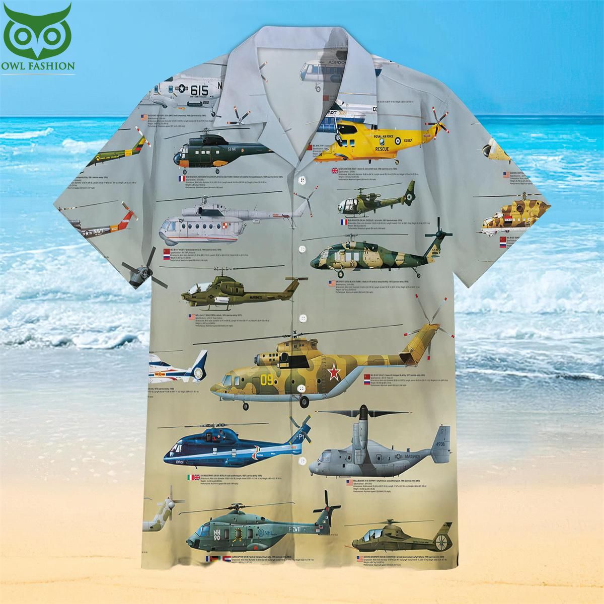 Helicopter Globe Military Collection Hawaiian Shirt Sizzling
