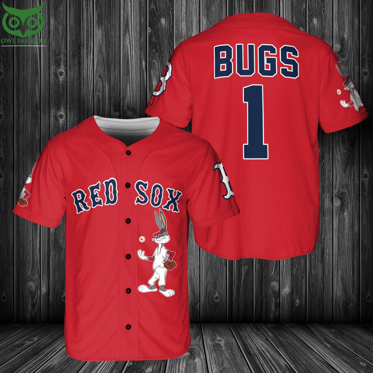 MLB Boston Red Sox Bugs Bunny Baseball Jersey Shirt