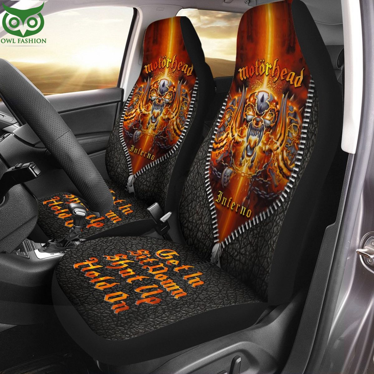 Motorhead Inferno Skull Car Seat Cover The lines and shapes are harmonious.