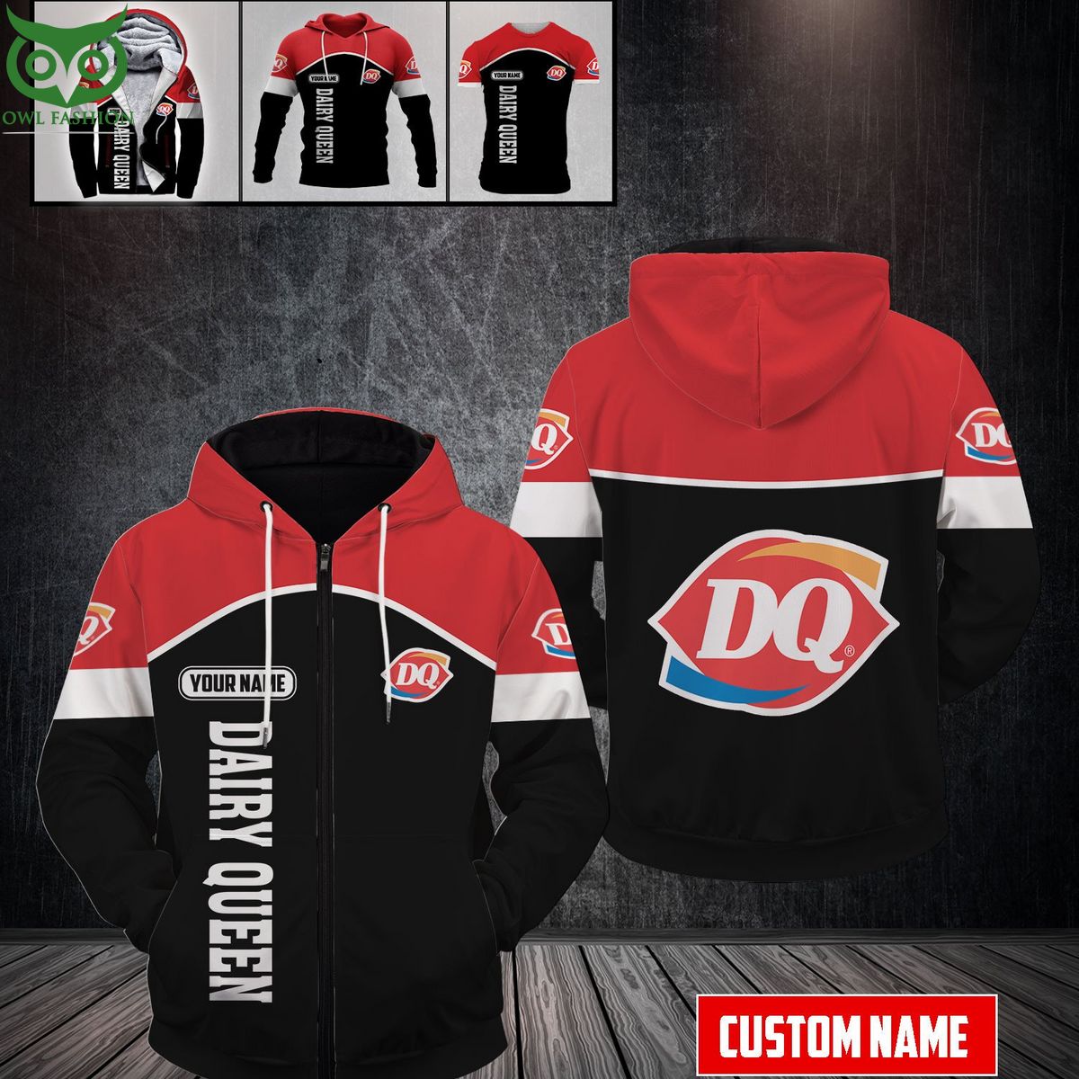 Custom Name Dairy Queen Red Black 3D Shirt Owl Fashion Shop