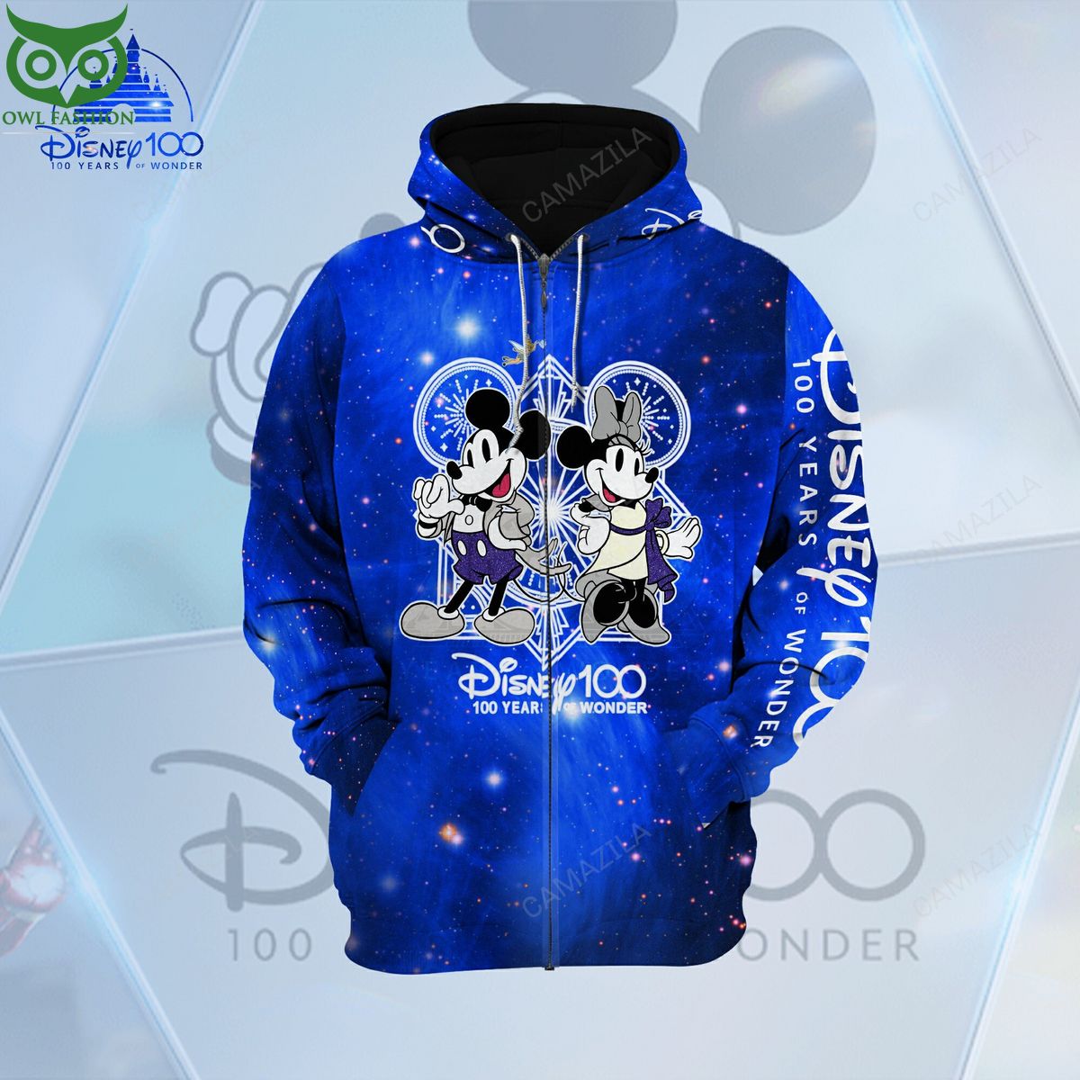 Disney 100 Years Mickey Minnie 3D Hoodie Zip