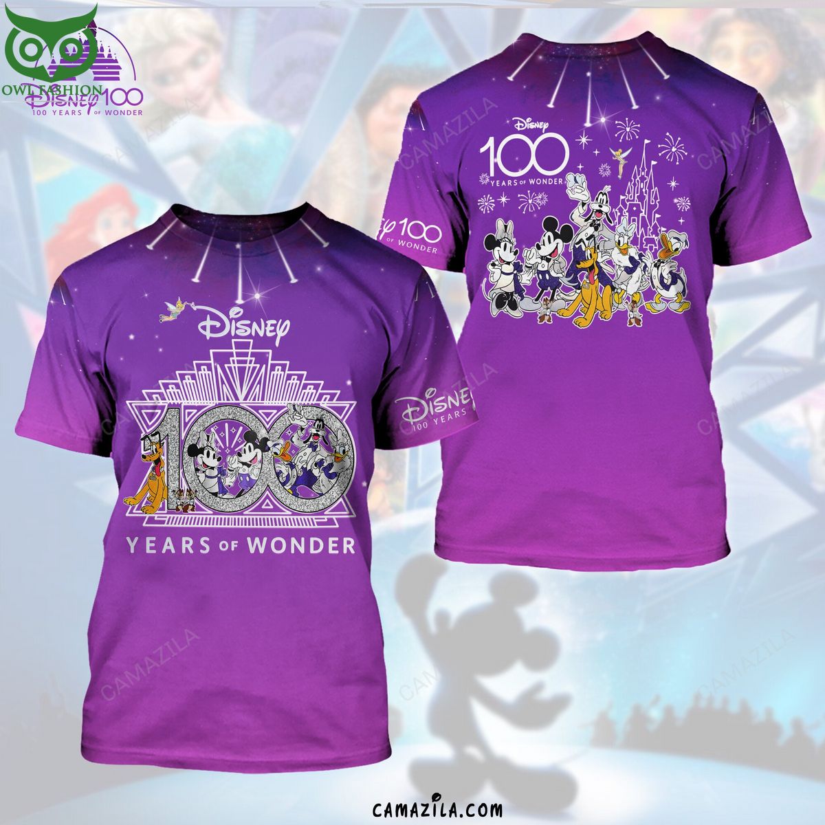 Disney Characters 100Th Years of Wonder 3D Unisex Tshirt
