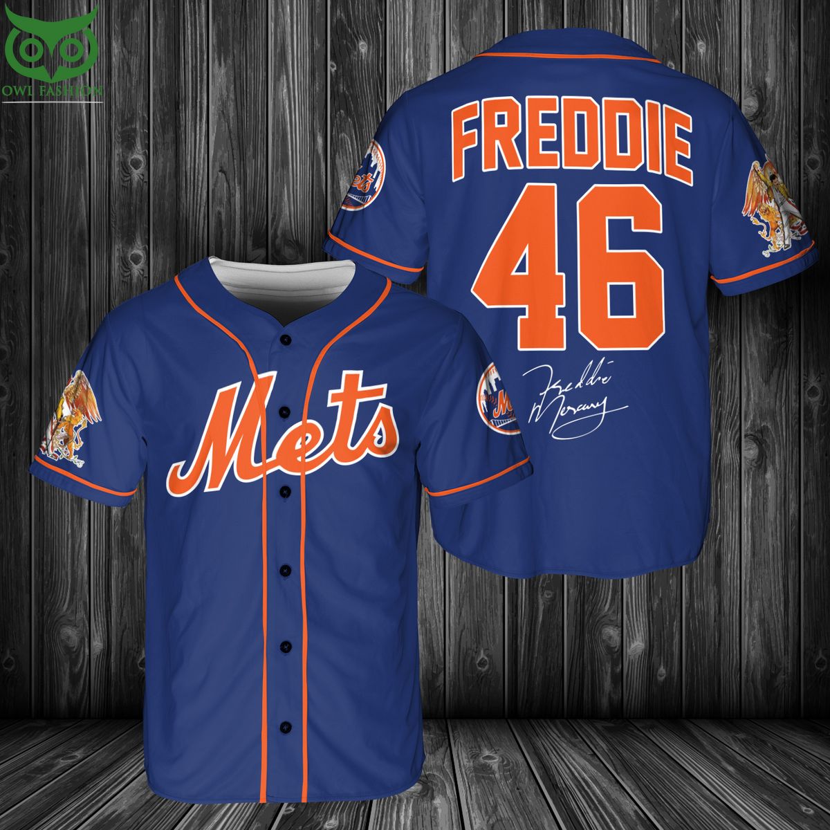 Freddie Mercury X New York Mets Baseball Jersey - Owl Fashion Shop