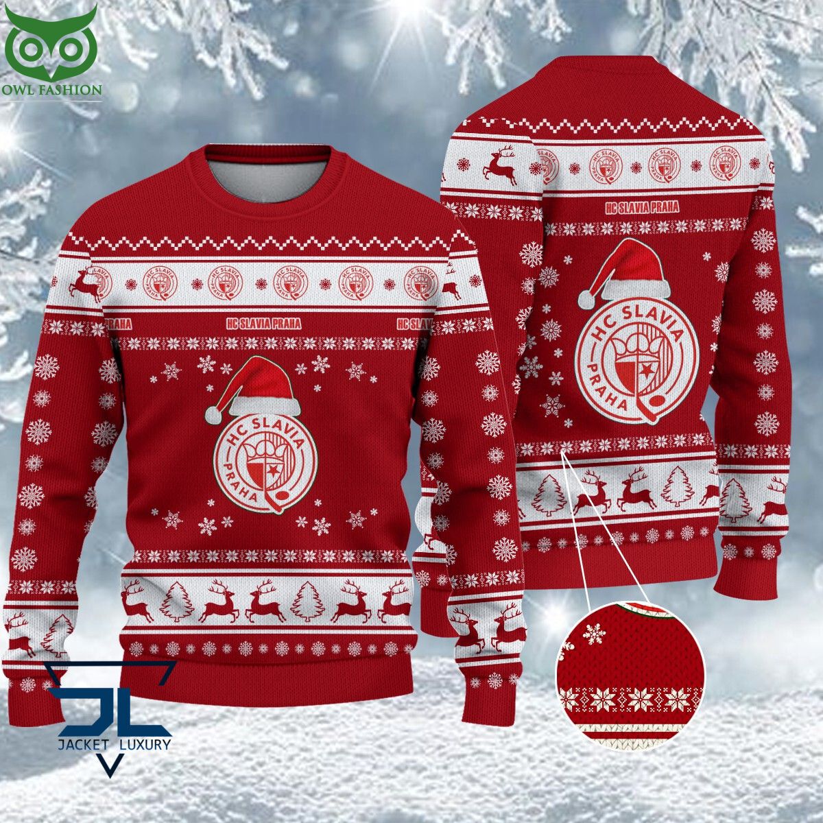 HC Slavia Praha Czech Extraliga Ugly Sweater Coolosm