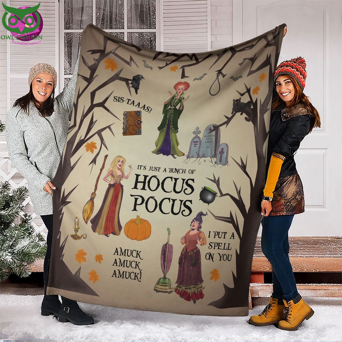 Hocus Pocus Cute Anime Witch Halloween Blanket Eye soothing picture dear