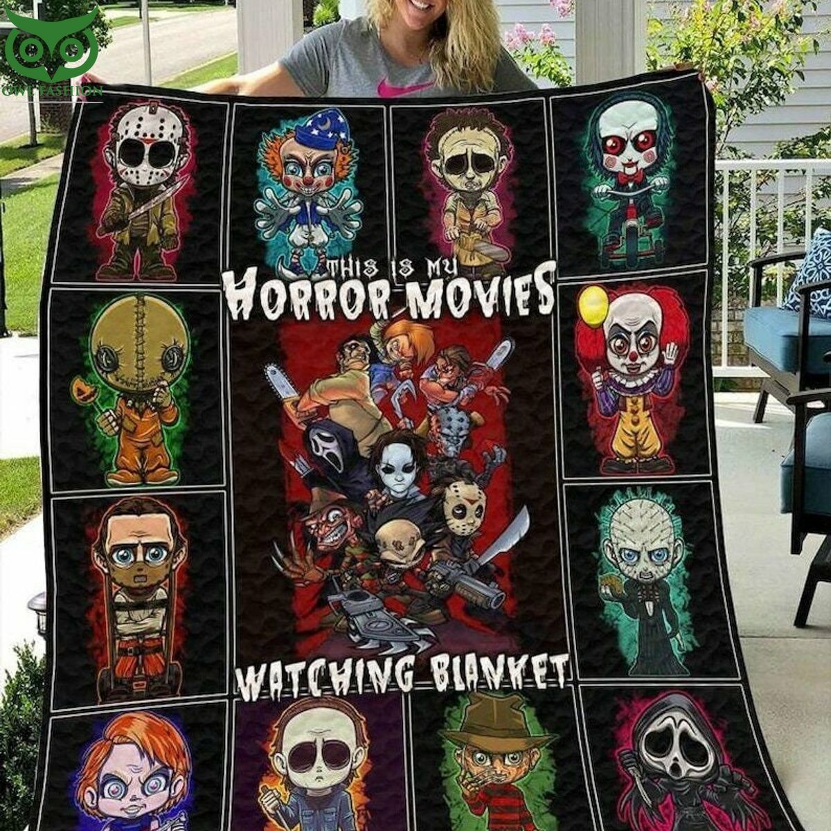 Horror Movies Chibi Characters Watching Halloween Blanket Amazing Pic