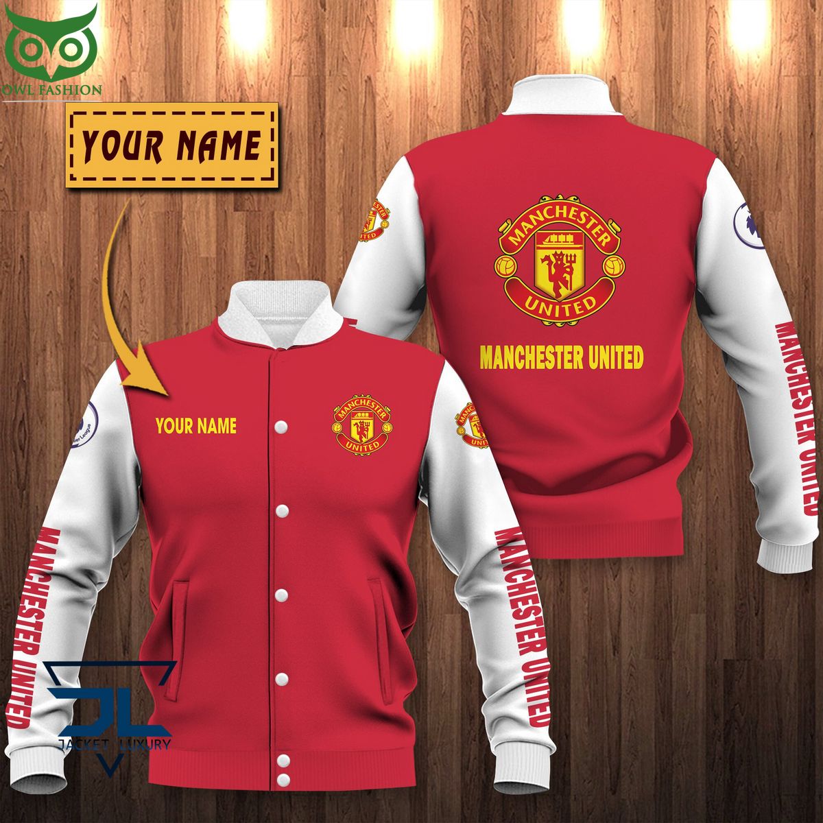 Manchester United Premier League Custom Baseball Jacket Rocking picture