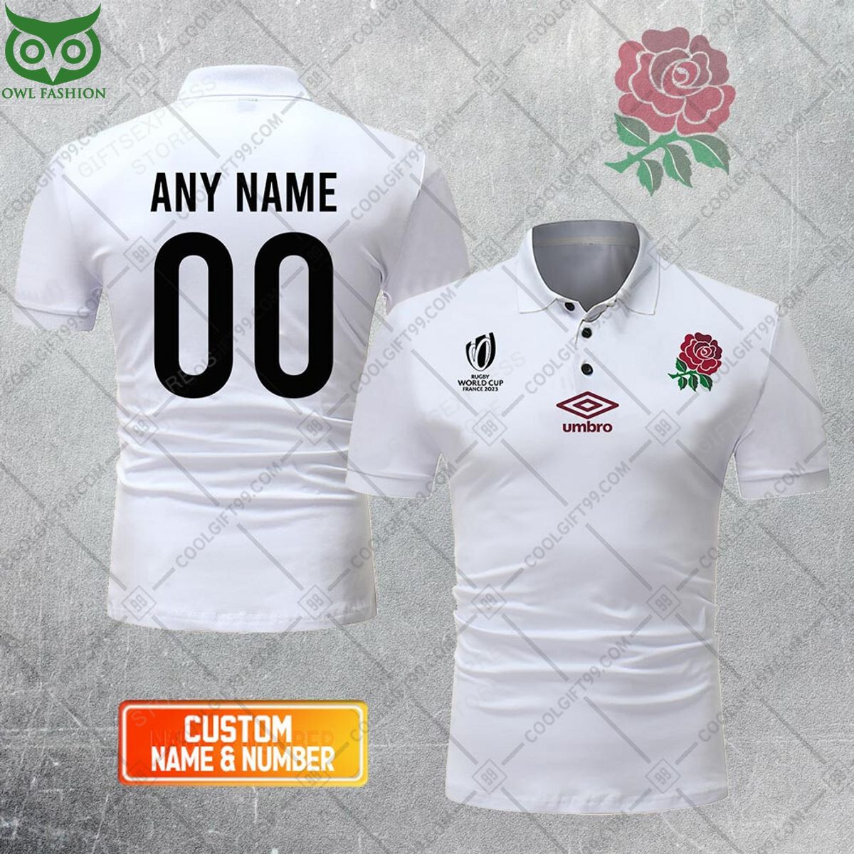 Personalized Rugby World Cup 2023 England Rugby Home Jersey Style Polo Shirt
