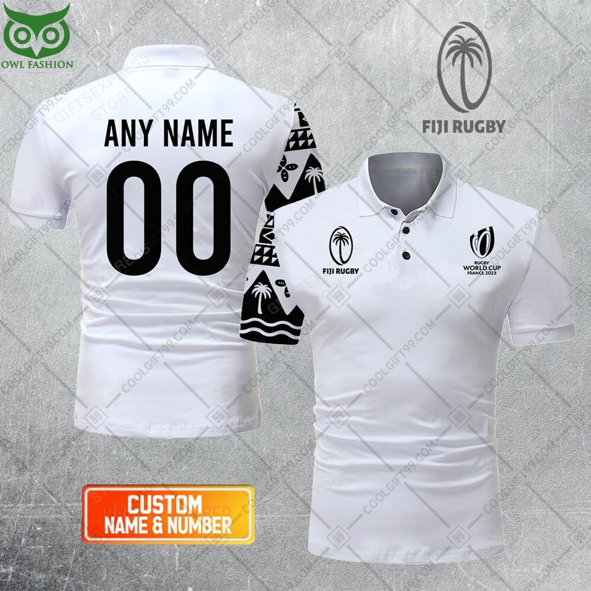 Personalized Rugby World Cup 2023 Fiji Rugby Home Jersey Style Polo Shirt