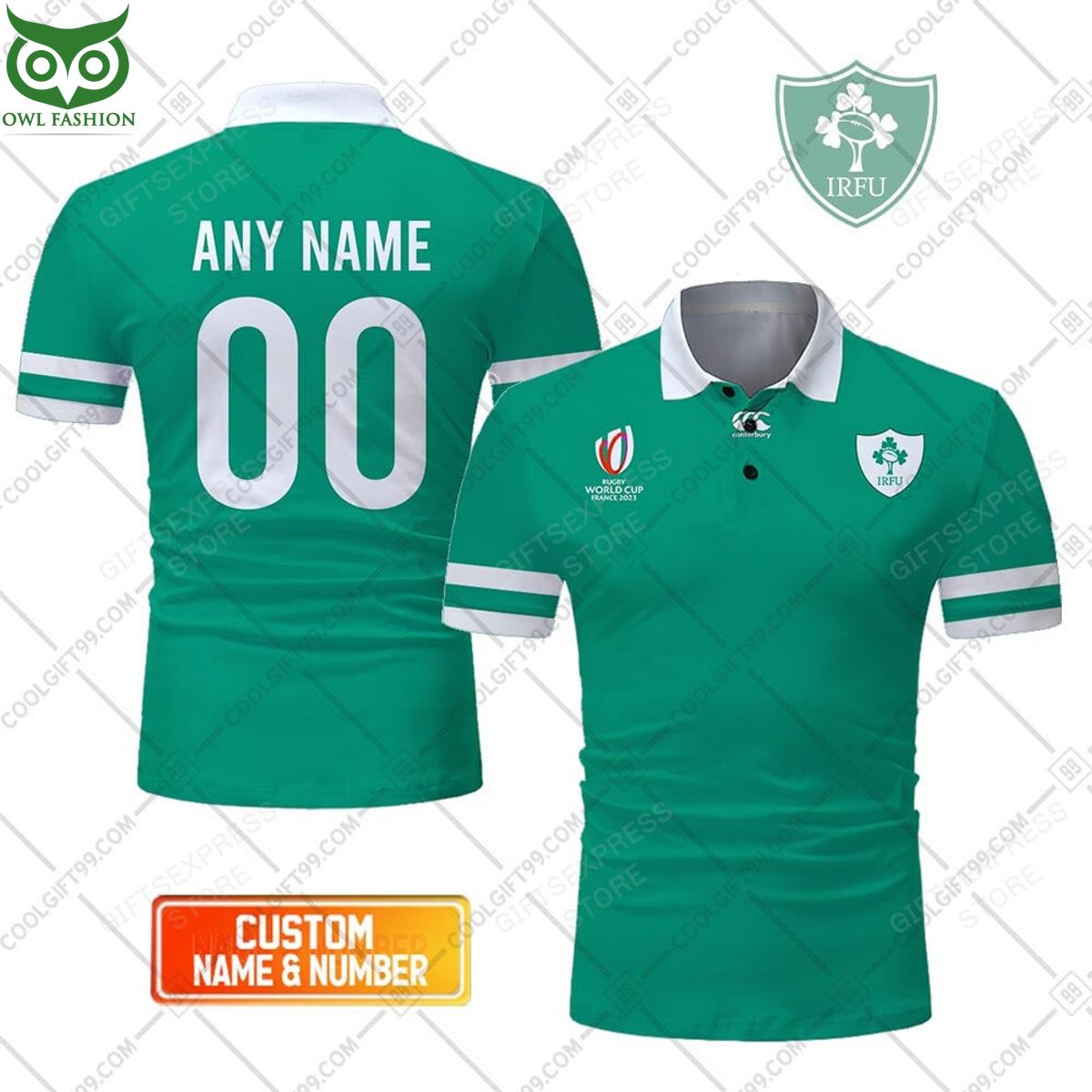 Personalized Rugby World Cup 2023 Ireland Rugby Home Jersey Style Polo Shirt