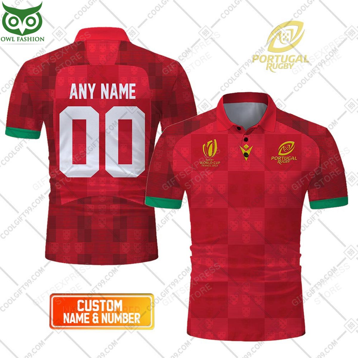 Personalized Rugby World Cup 2023 Portugal Rugby Home Jersey Style Polo Shirt