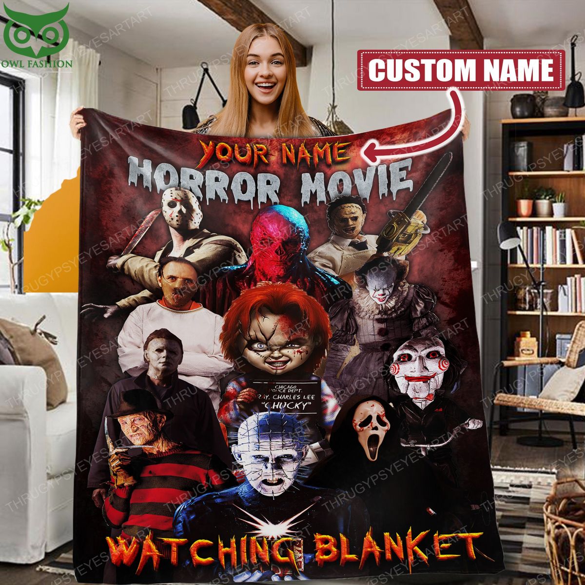 Personalized This Is My Horror Movie Watching Halloween Blanket