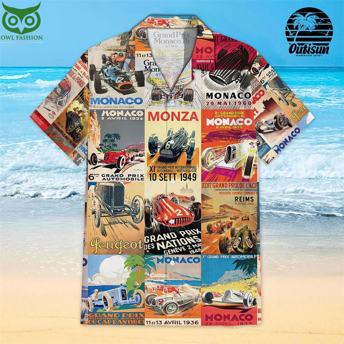 Racing Collage Hawaiian Shirt Elegant and sober Pic