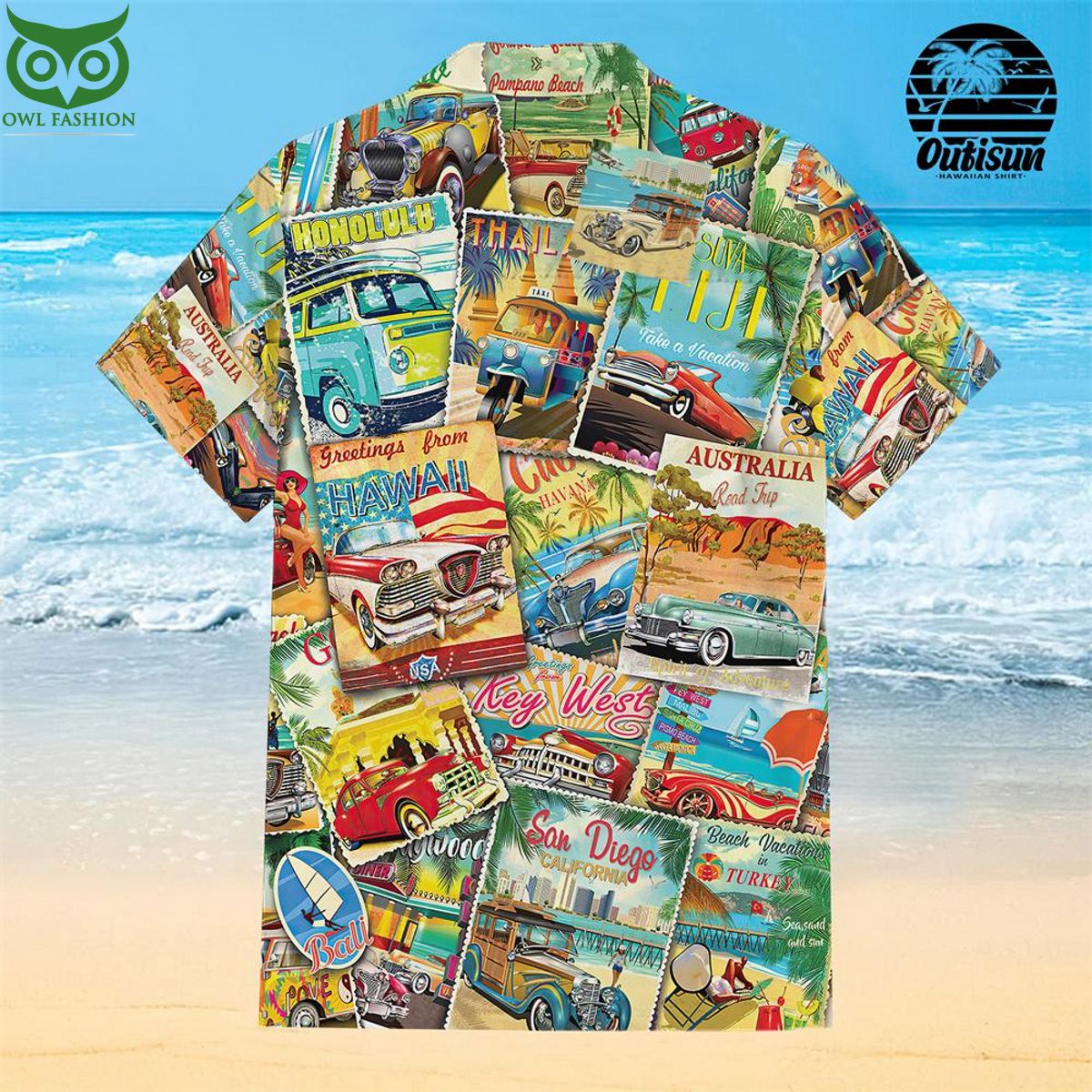 Racing Collage Hawaiian Shirt This design has a unique and original flair.