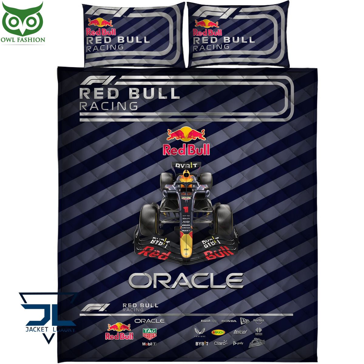 Red Bull Racing Quilt Bedding Set Studious look