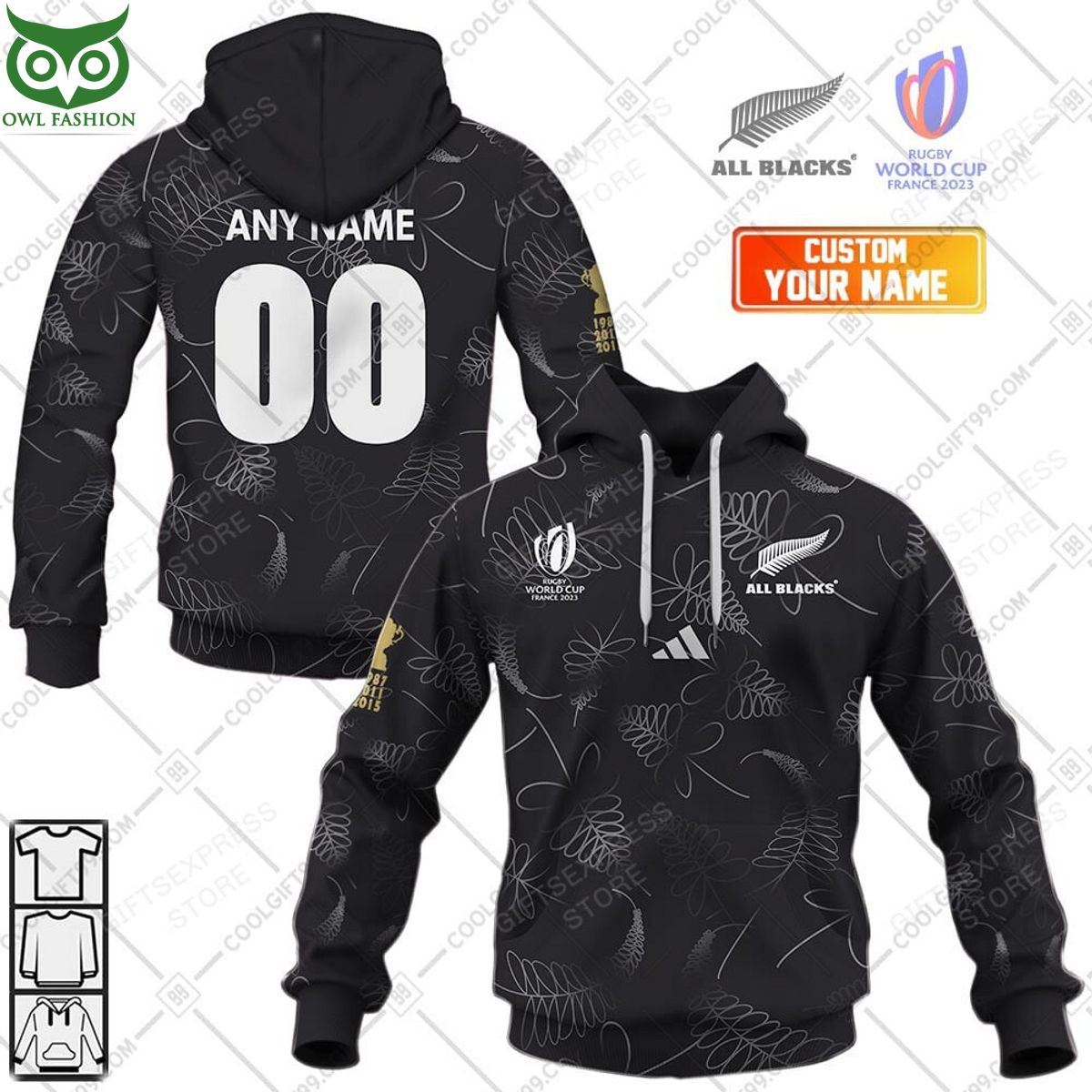 Rugby World Cup New Zealand All Black Personalized 3D Hoodie Tshirt