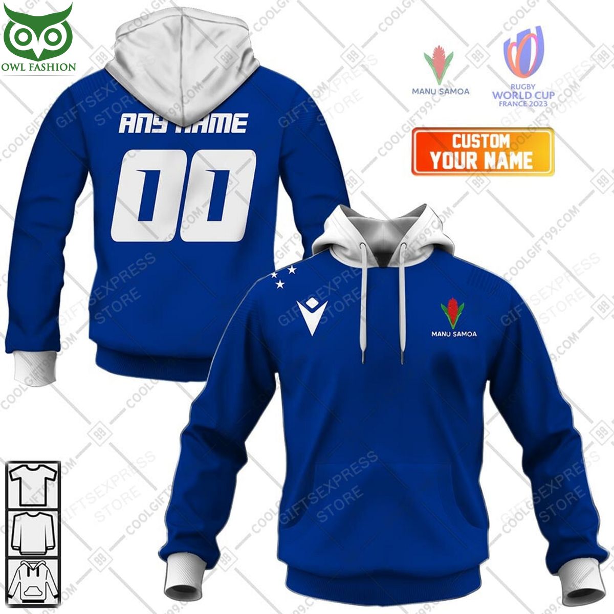 Rugby World Cup Samoa Home Jersey Personalized 3D Hoodie Tshirt