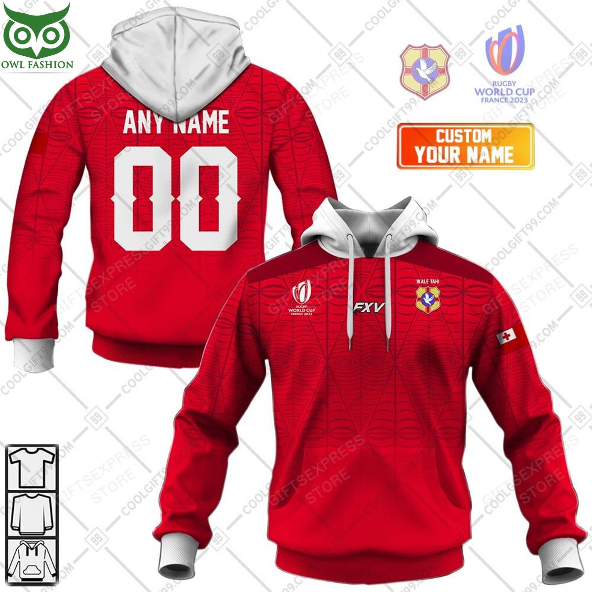 Rugby World Cup Tonga Home Jersey Personalized 3D Hoodie Tshirt