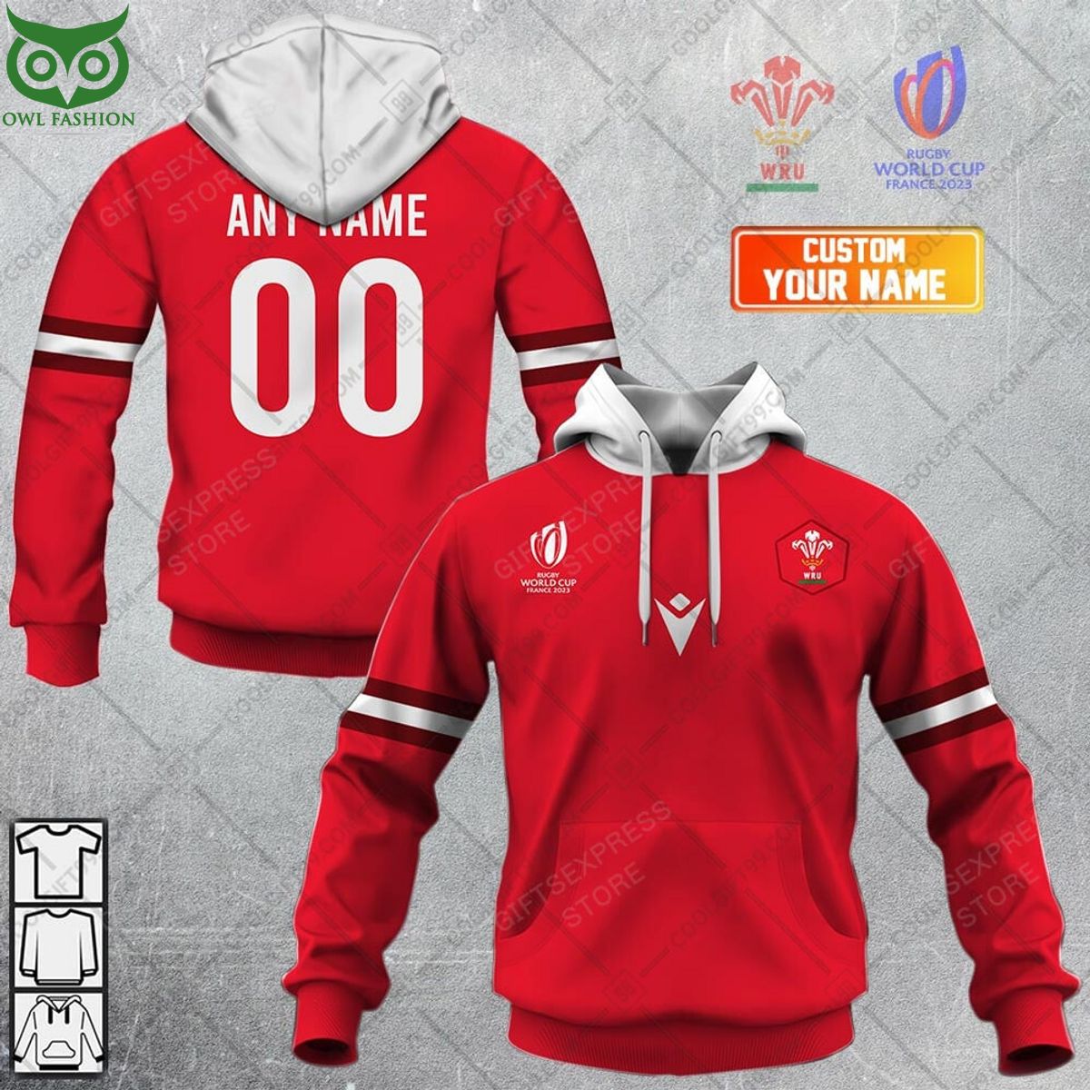 Rugby World Cup Wales Home Jersey Personalized 3D Hoodie Tshirt