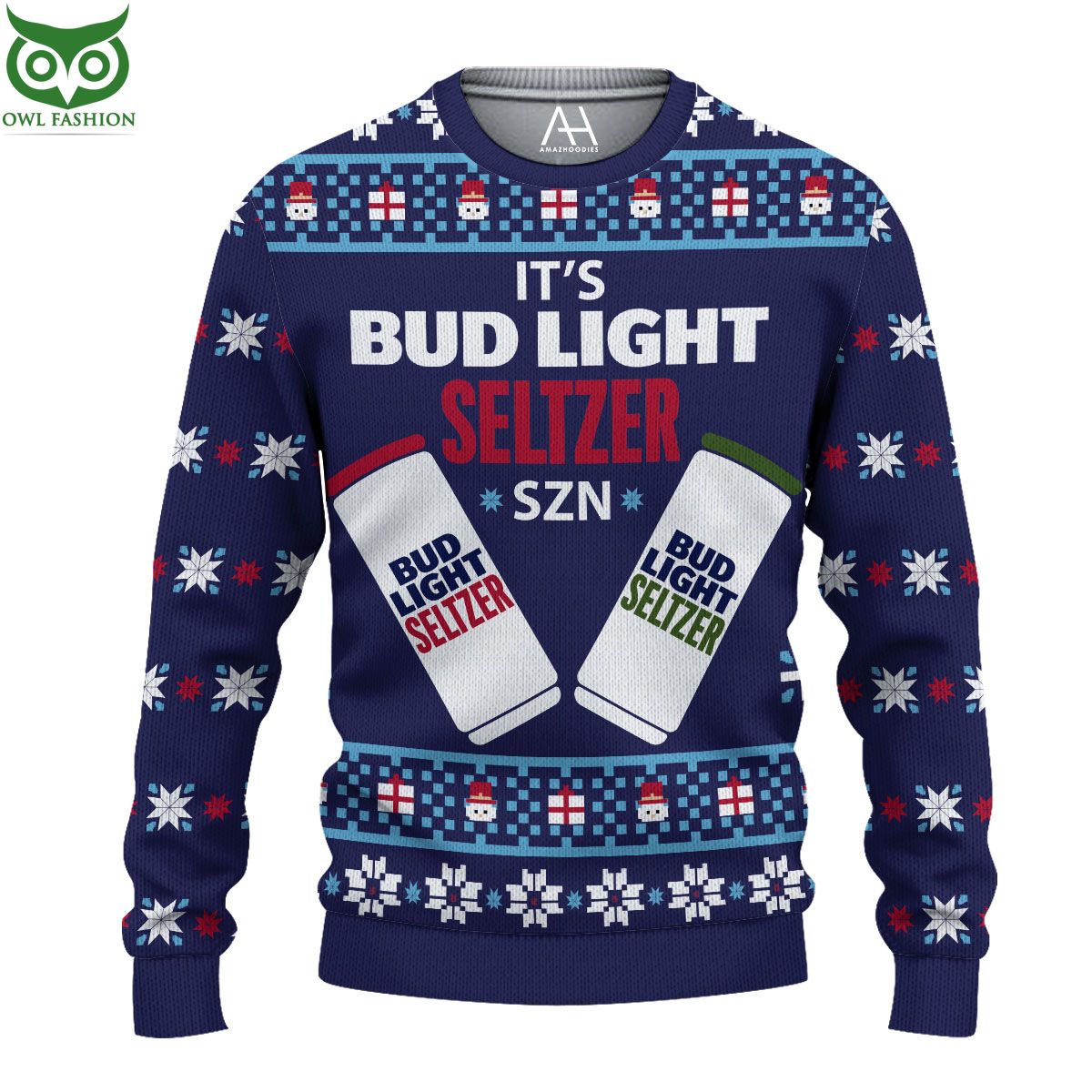 Bud Light Beer Ugly Sweater Jumper Seltzer Eye soothing picture dear
