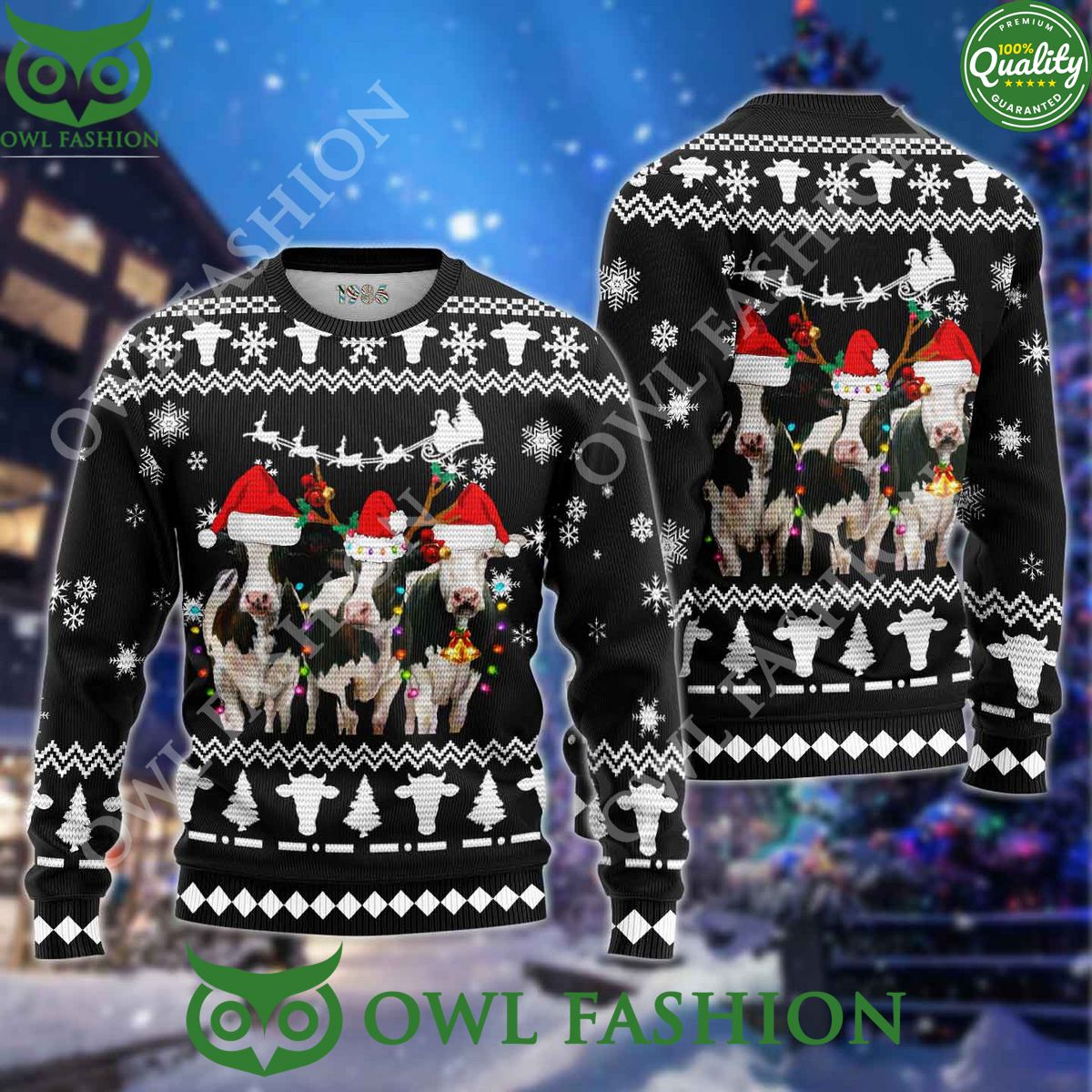 Christmas Cows Cute Premium Ugly Sweater Elegant picture.