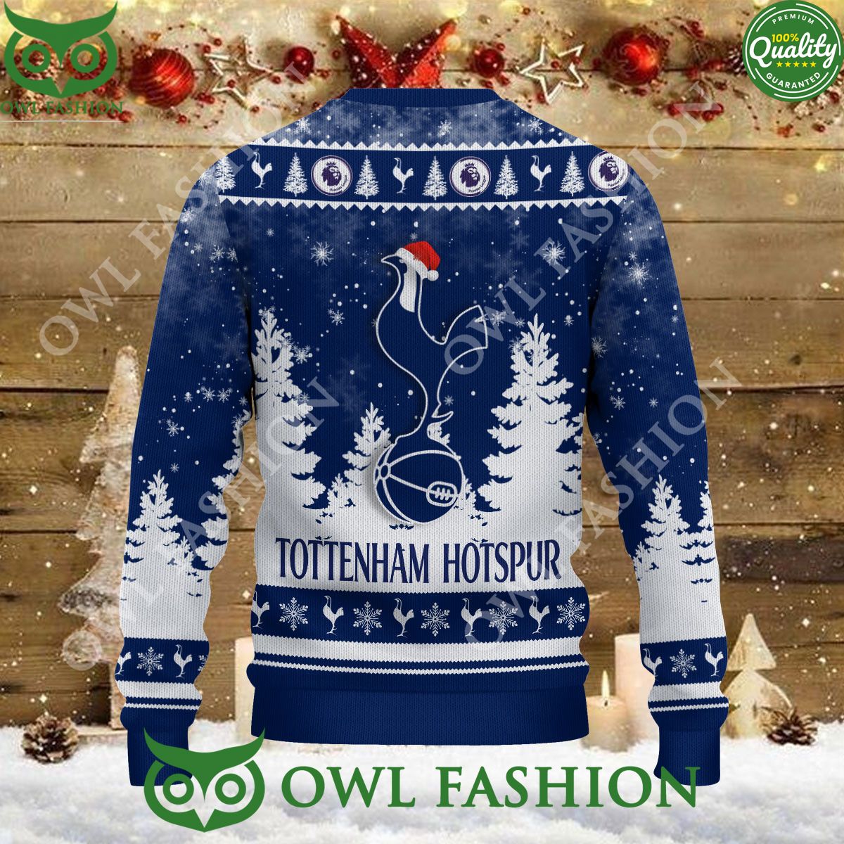 Tottenham Hotspur FC Logo Santa Hat Forest Snow Ugly Christmas