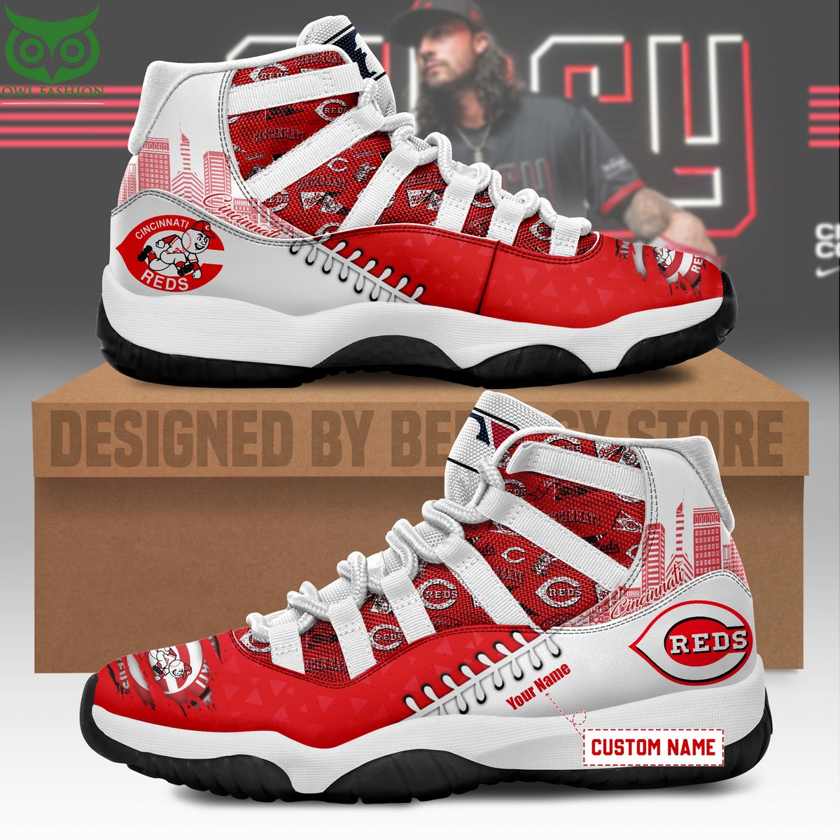 cincinnati reds custom shoes limited edition aj 11 mlb air jordan 1 6Zhlp.jpg