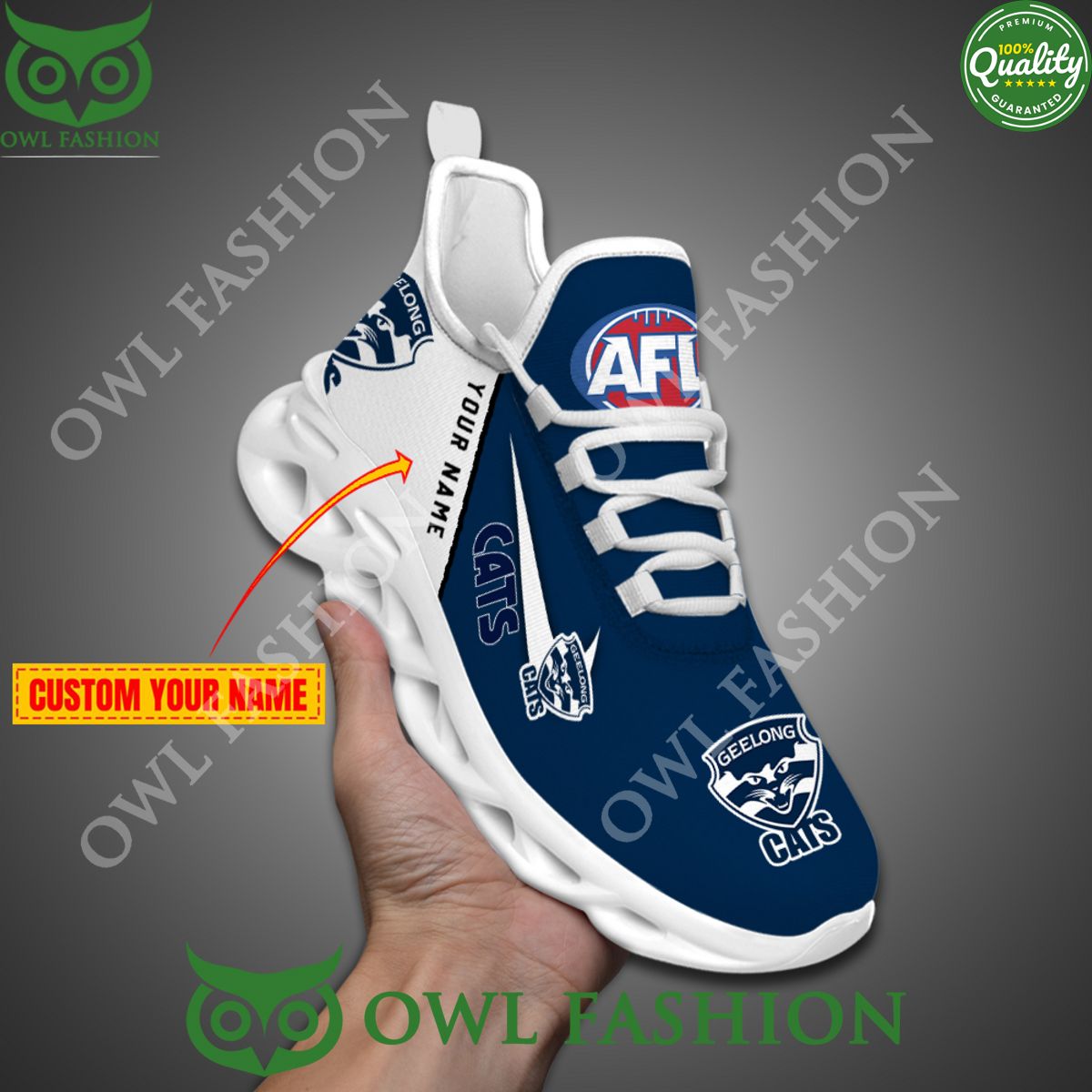 Geelong Cats AFL Personalized Max Soul Shoes This design is so eye catching.