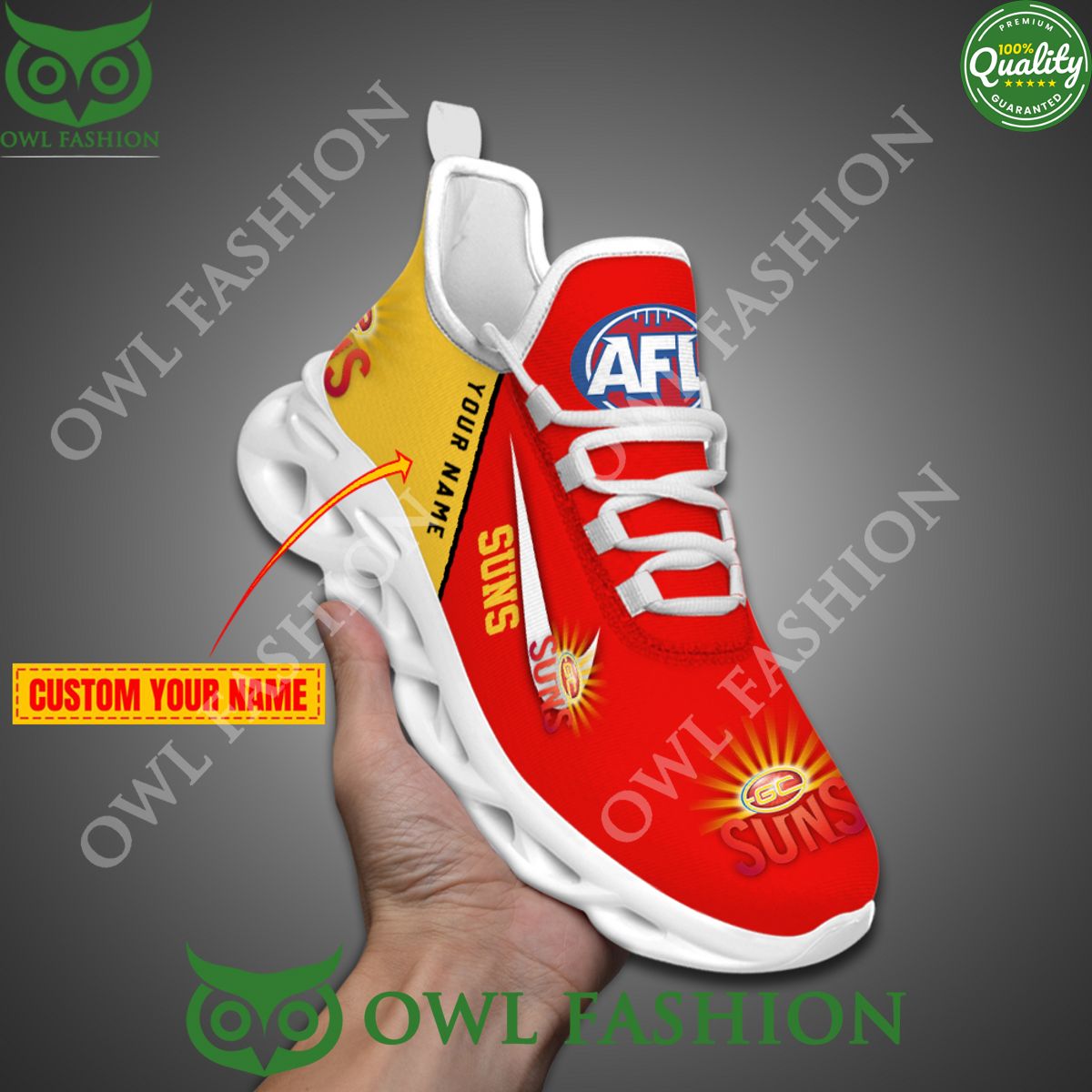Gold Coast Suns AFL Personalized Max Soul Shoes Lovely smile