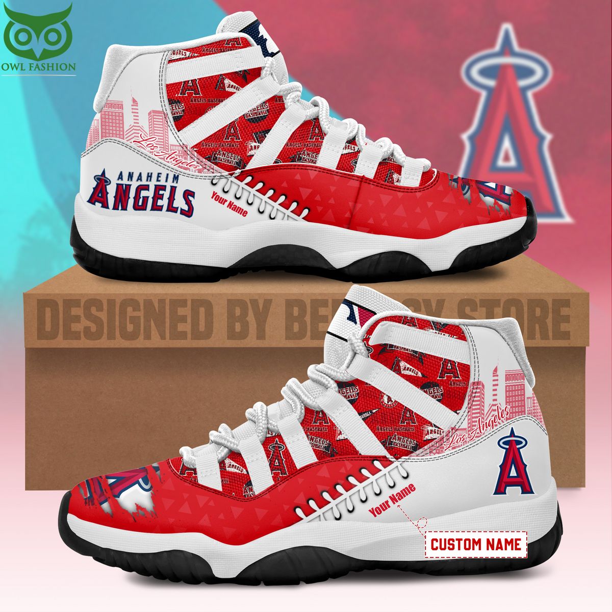 Los Angeles Angels Custom Shoes Limited Edition AJ 11 MLB Air