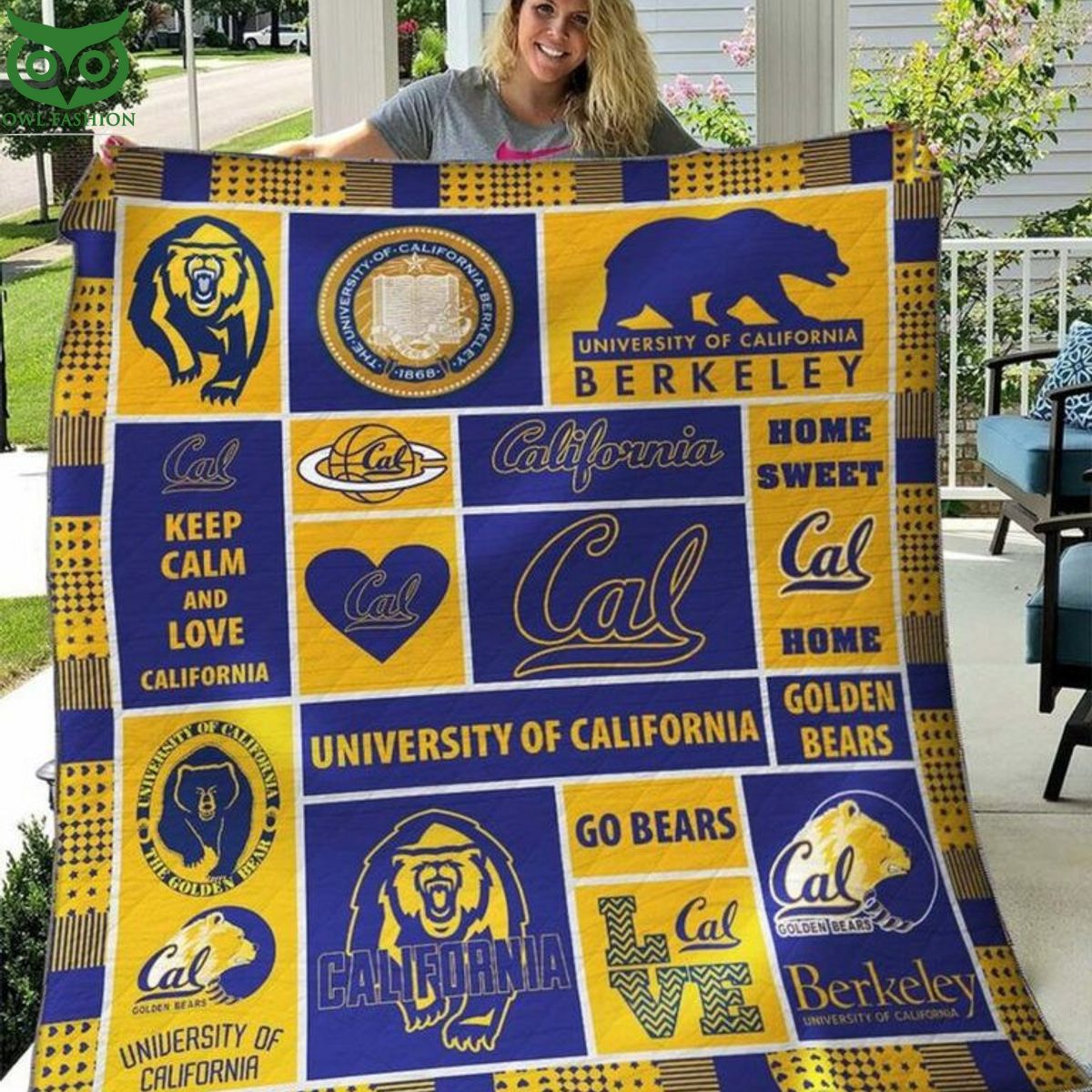 NCAA California Golden Bears Football Quilt Blanket Good click