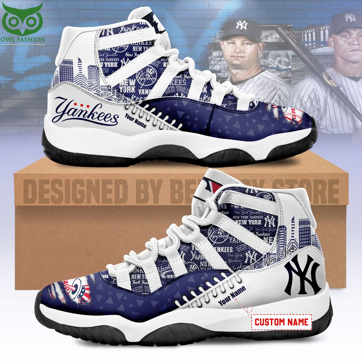 New York Yankees Custom Shoes Limited Edition AJ 11 MLB Air Jordan