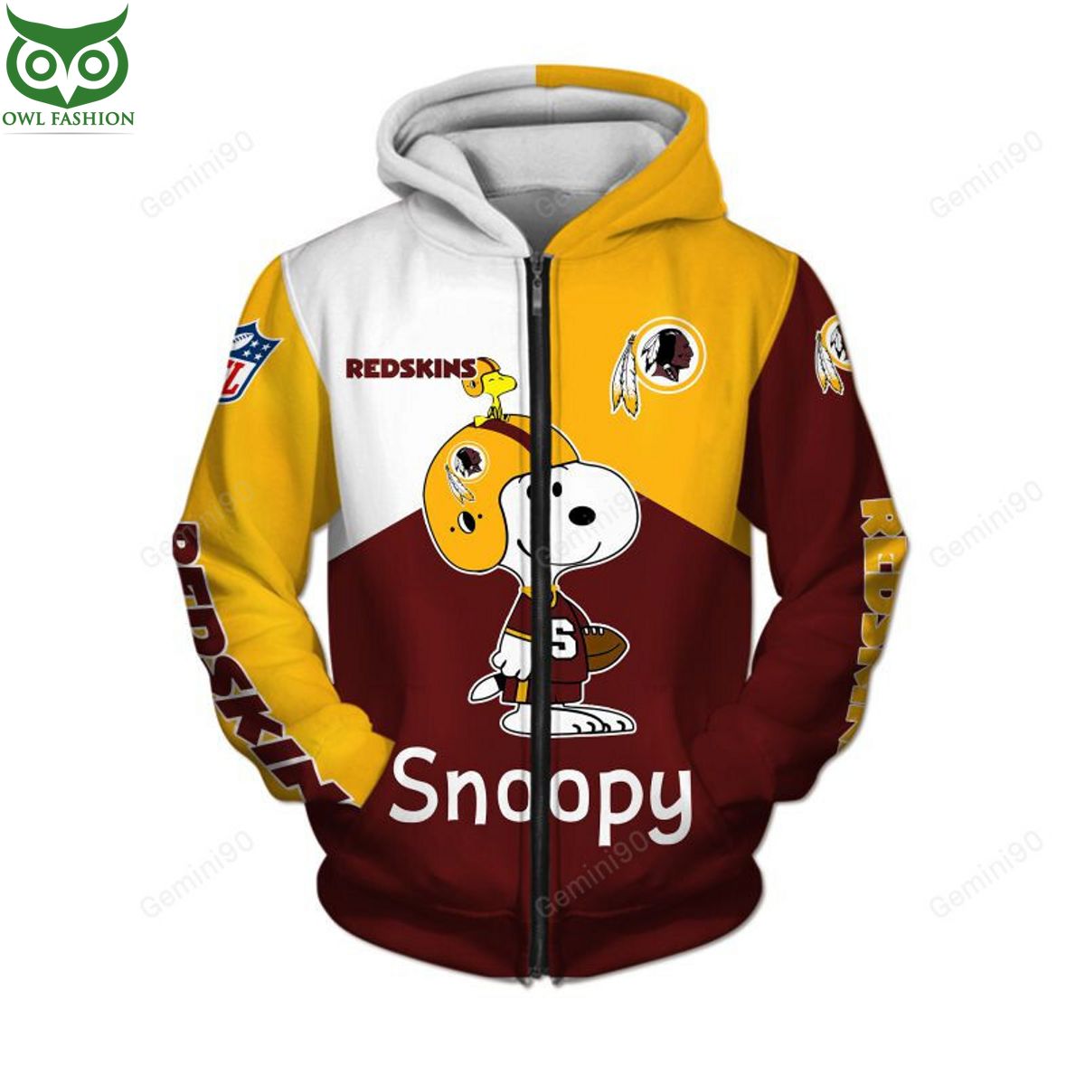 Washington Redskins NFL Yellow Unisex Hoodie, Zip Hoodie 3D All Over Print  For Fans