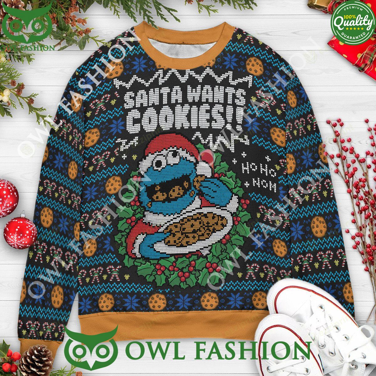 Santa Wants Cookies Ho Ho Nom Cookie Monster Sweater Beauty queen