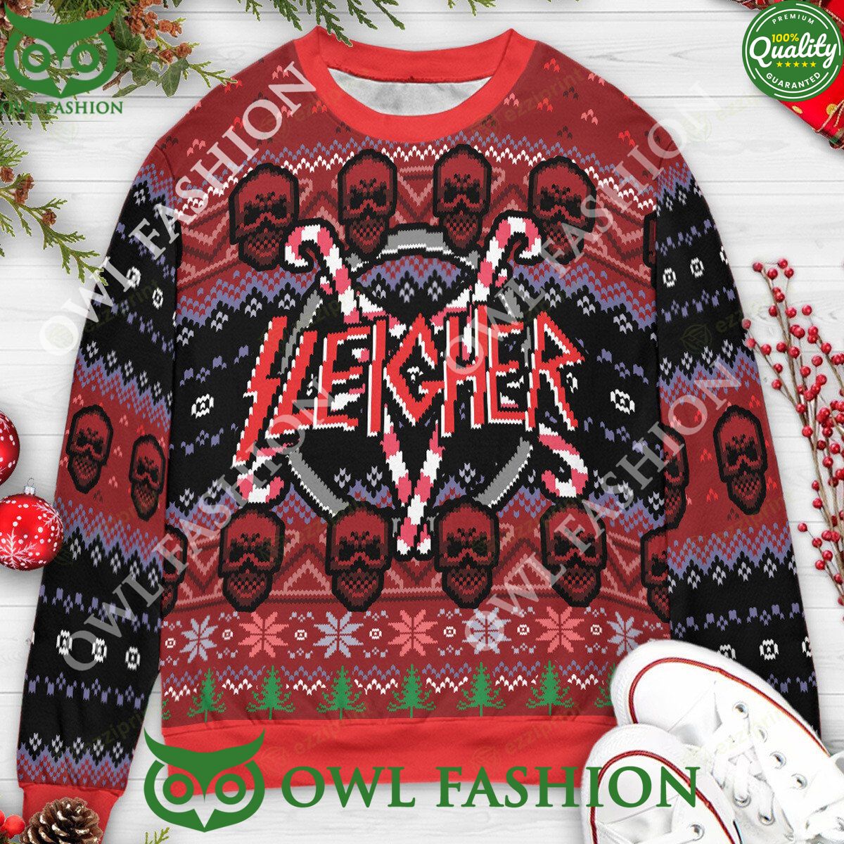 Sleigher Christmas Slayer Band Sweater - Owl Fashion Shop