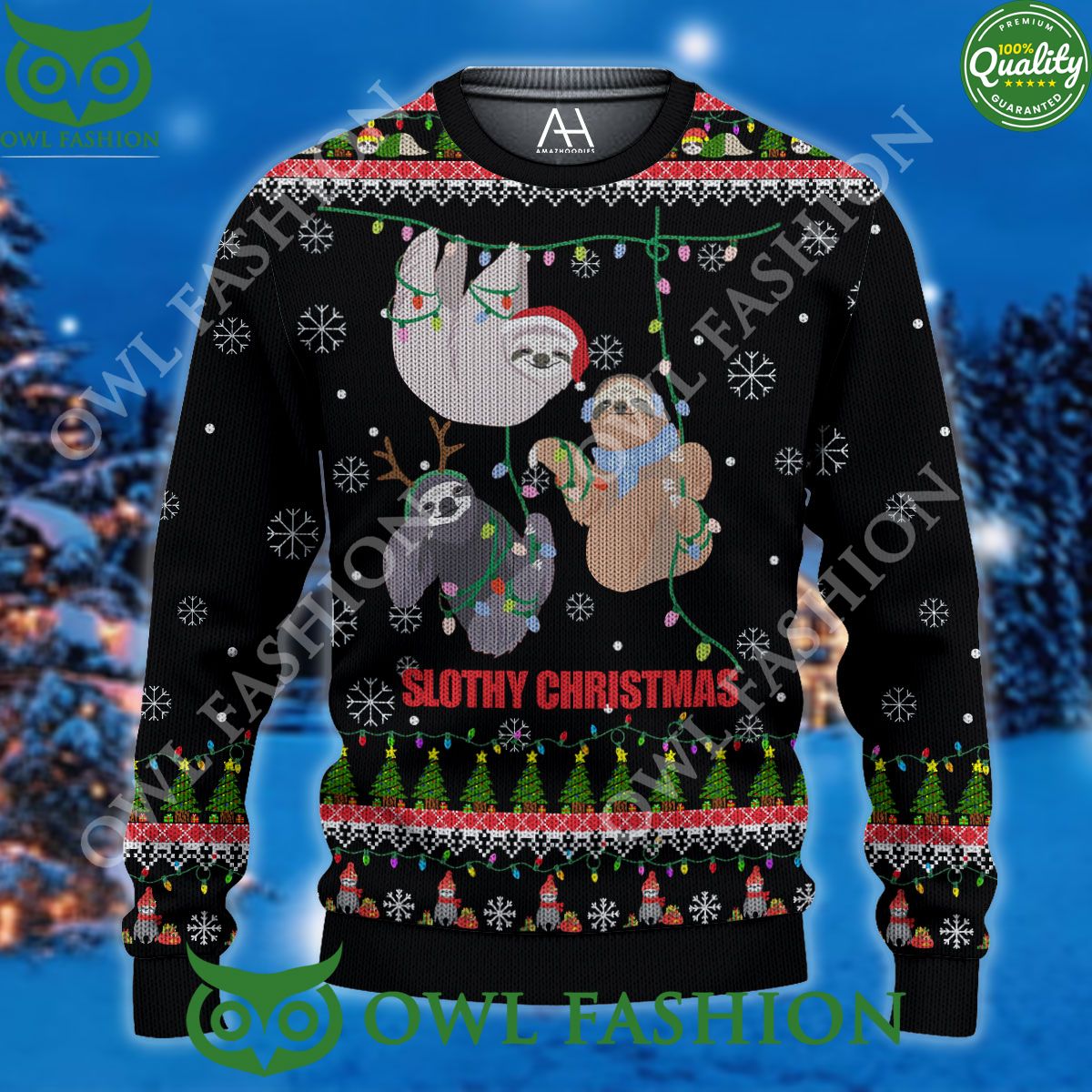Slothy Cute Christmas Premium Ugly Sweater I like your hairstyle