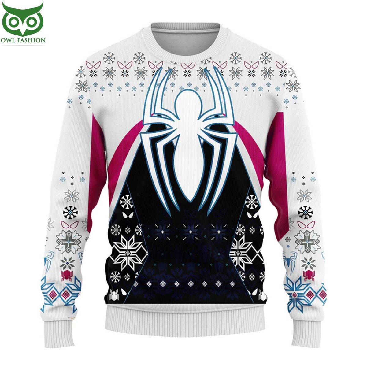 Spiderman White Gwen Stacy Ugly Christmas Sweater Jumper Handsome as usual