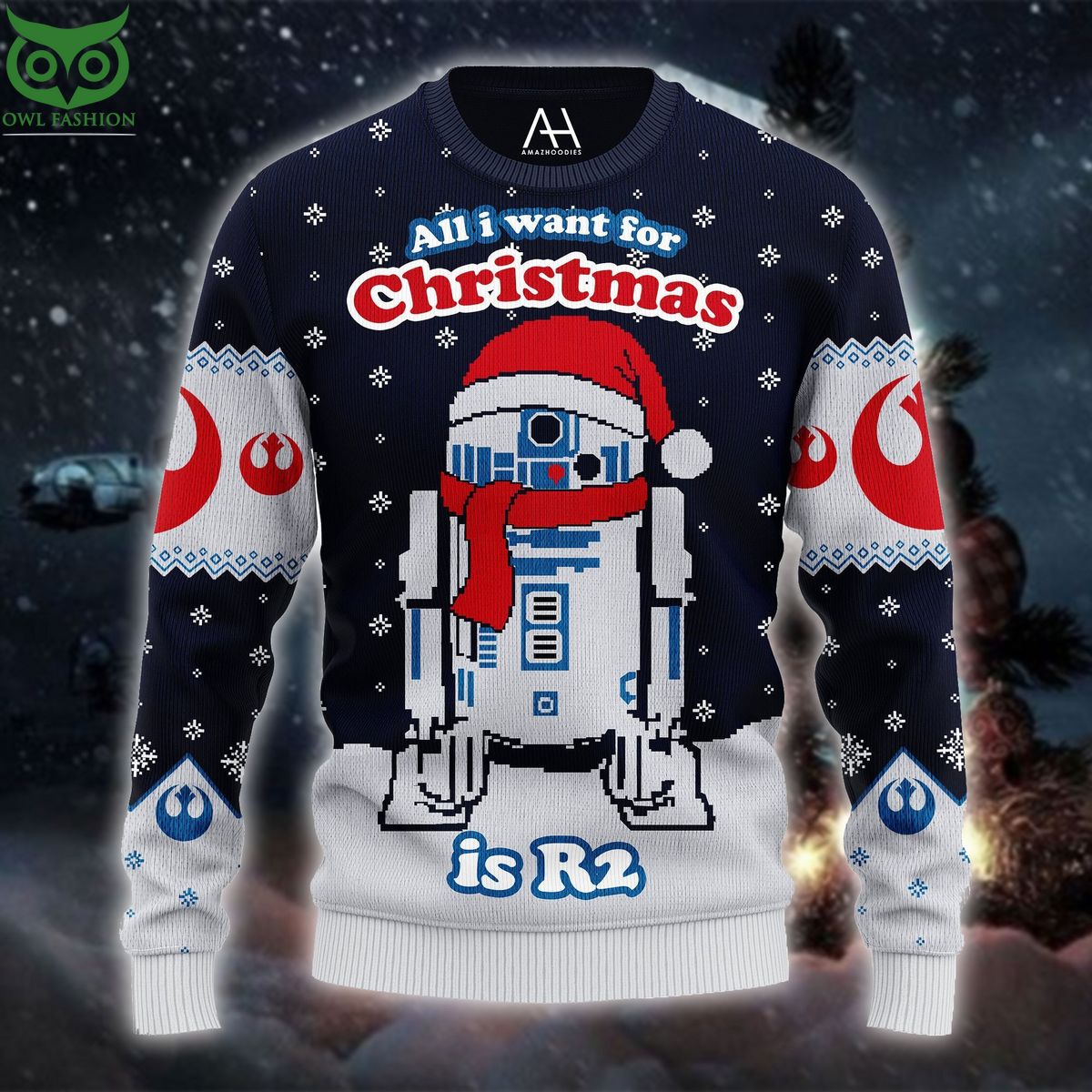 Star Wars R2 Themed Christmas Premium Ugly Sweater Good click