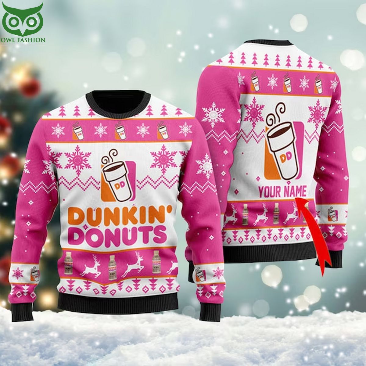 sweet pink dunkin donuts christmas 3d ugly sweater jumper 1 GN8N1.jpg