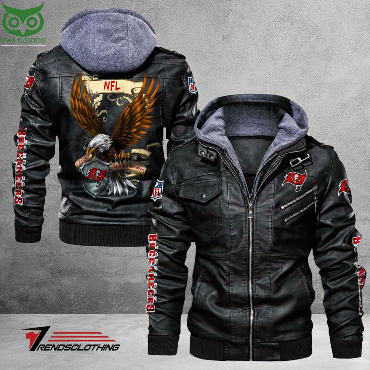 - 2D Trending Jacket Buccaneers Leather Bay Fashion Tampa Shop Owl