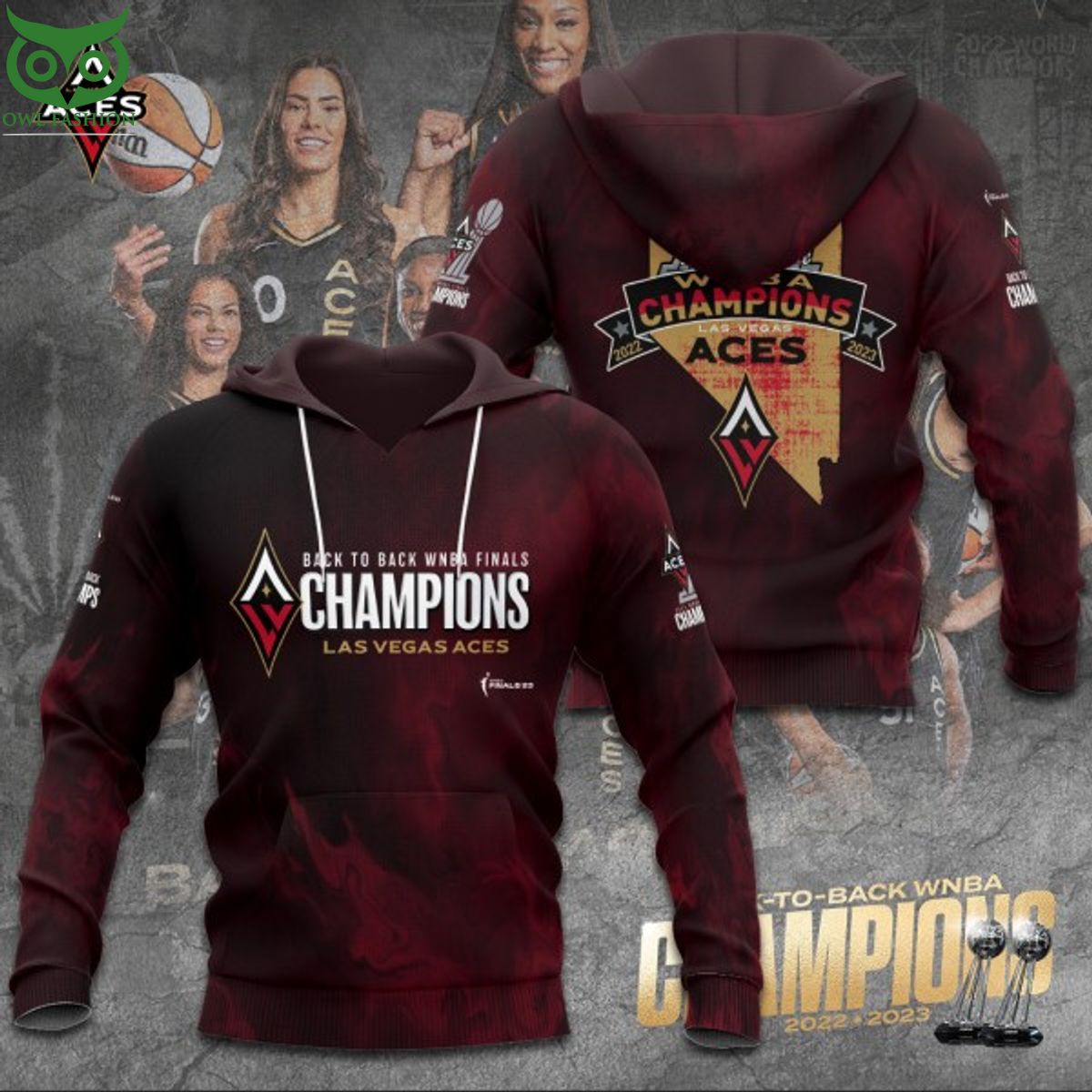 Las Vegas Aces 2023 WNBA Finals Champions 3d shirt hoodie - Owl