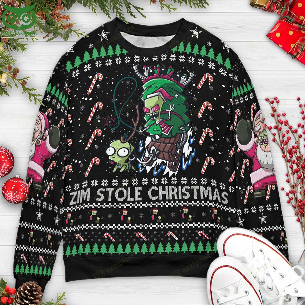 Zim Stole Christmas Invader Zim Sweater This design is visually captivating.