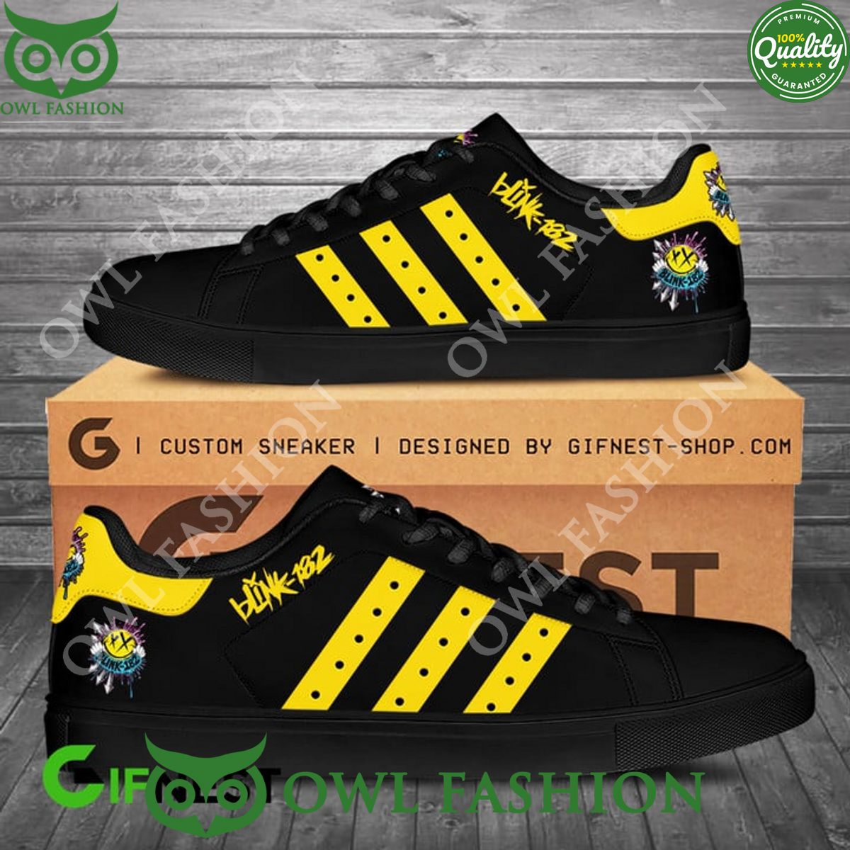blink 182 black yellow stan smith low top shoes rock band 1 S1JWl.jpg