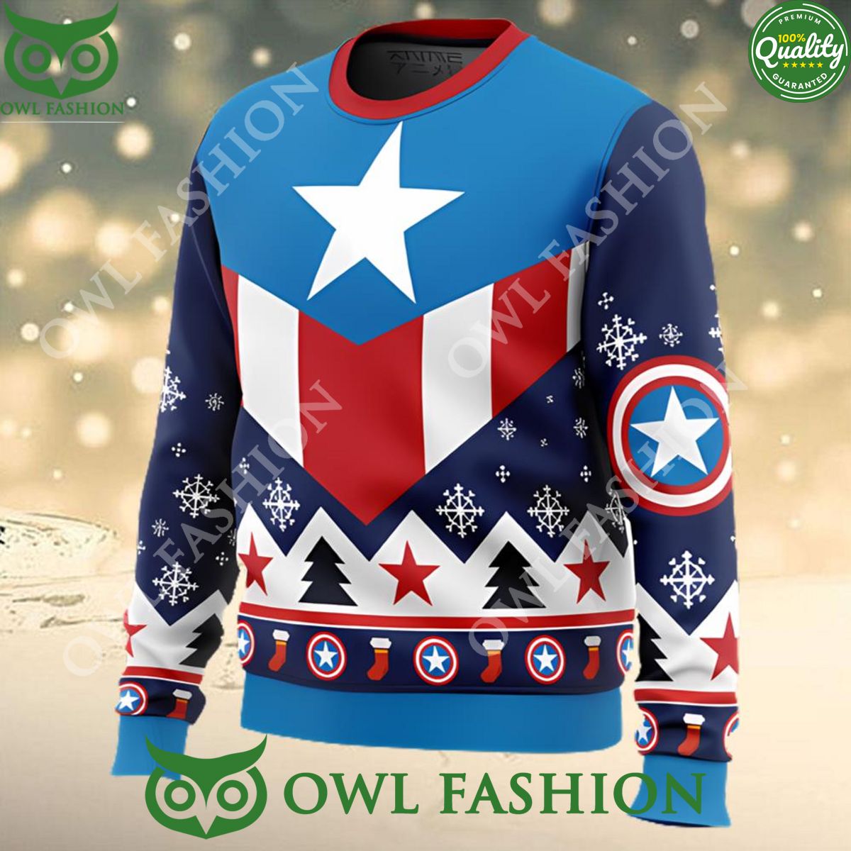Captain America Classic Ugly Christmas Sweater Jumper Cutting dash