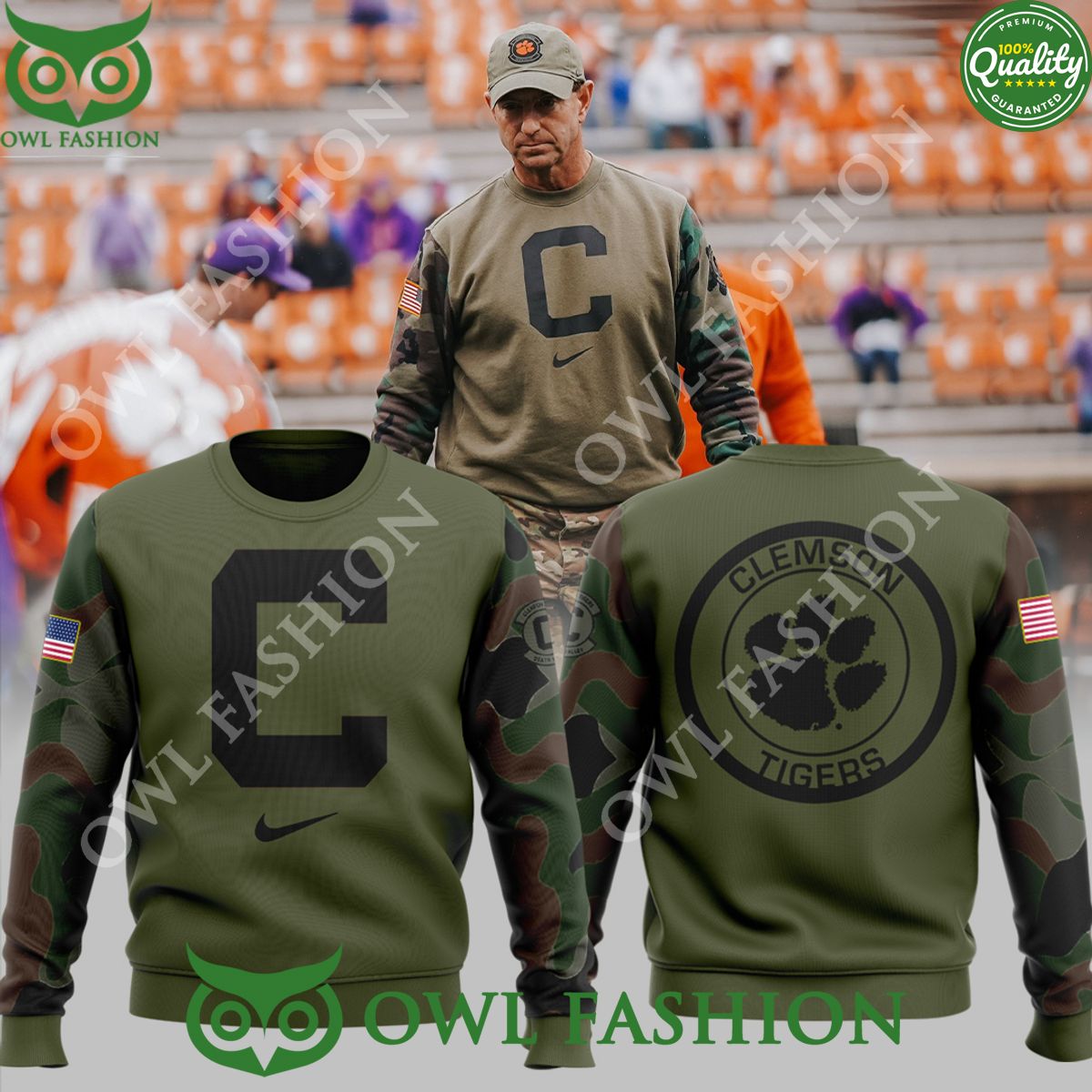Clemson Tigers NCAA Camo Football Veterans ugly sweater jumper Coolosm