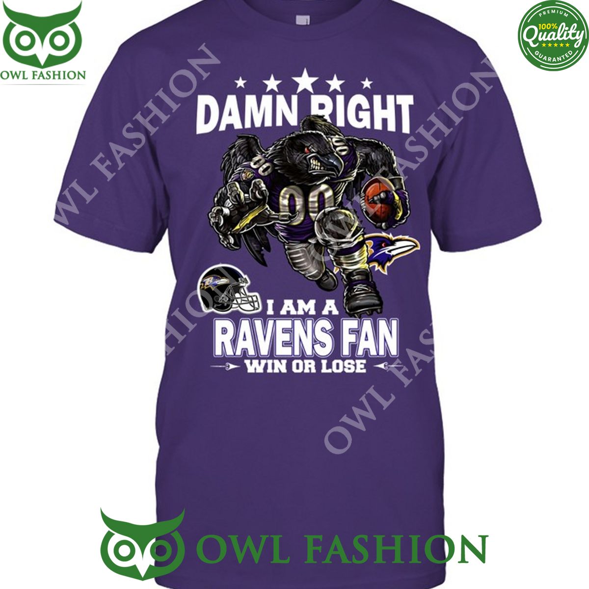 Damn Right Baltimore Ravens NFL Fan Win or lose t shirt Lovely smile
