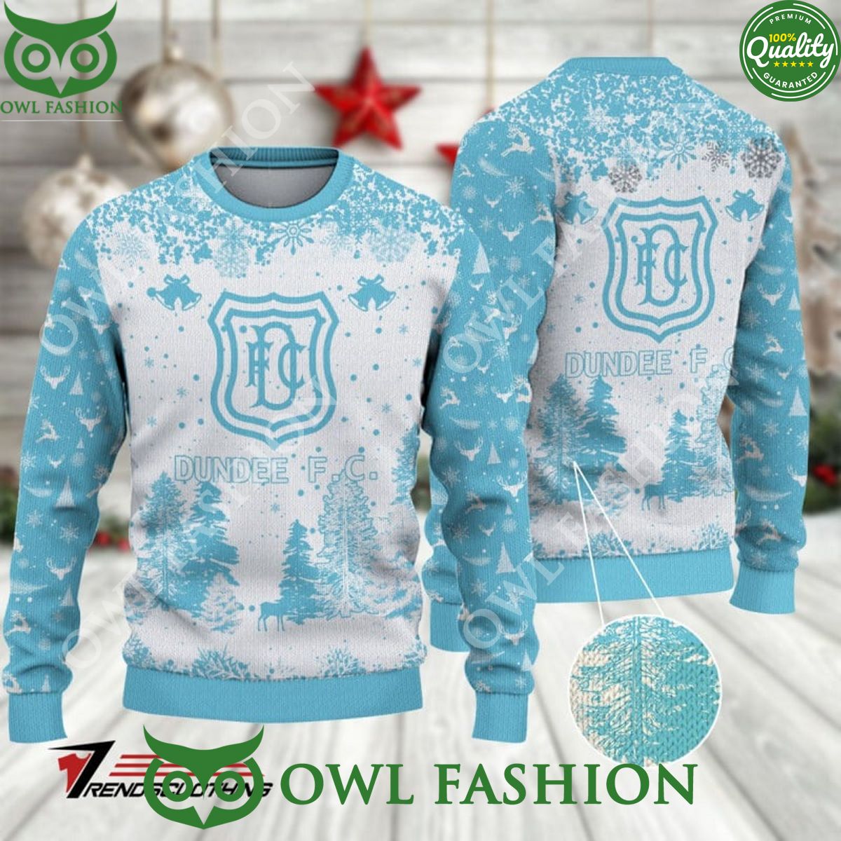Dundee F.C. SPFL Scottish Snow Fall Pine Ugly sweater jumper Loving click
