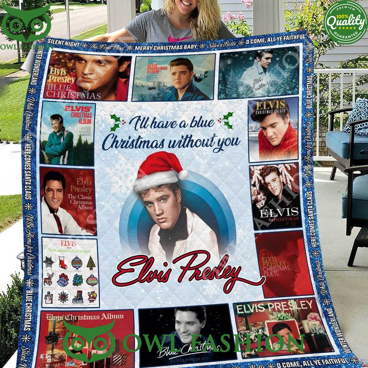 Elvis Presley Blue Christmas Without You Bedding Set Cuteness overloaded